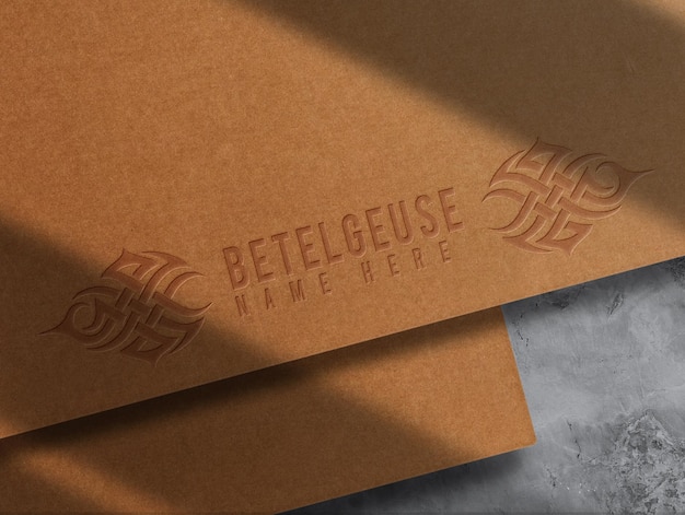 PSD luxury embossed paper prespective mockup