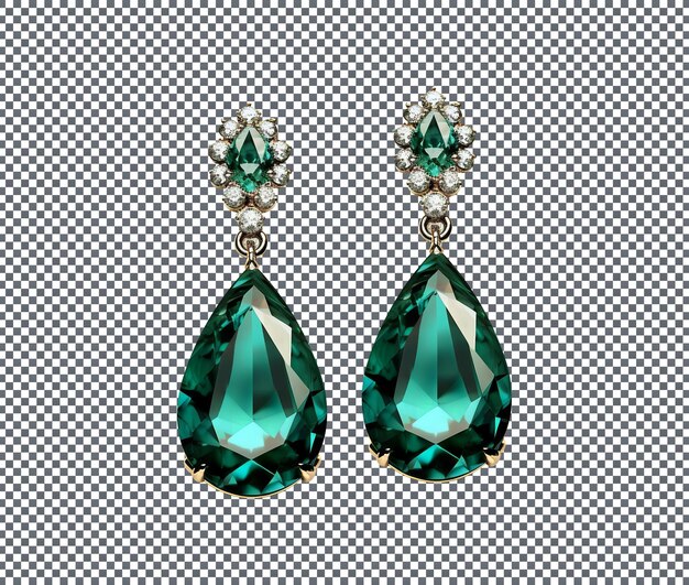 PSD luxury emerald earings isolated on a transparent background