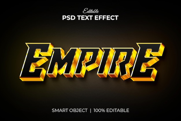 Mockup di effetto testo modificabile 3d di lusso impero psd premium