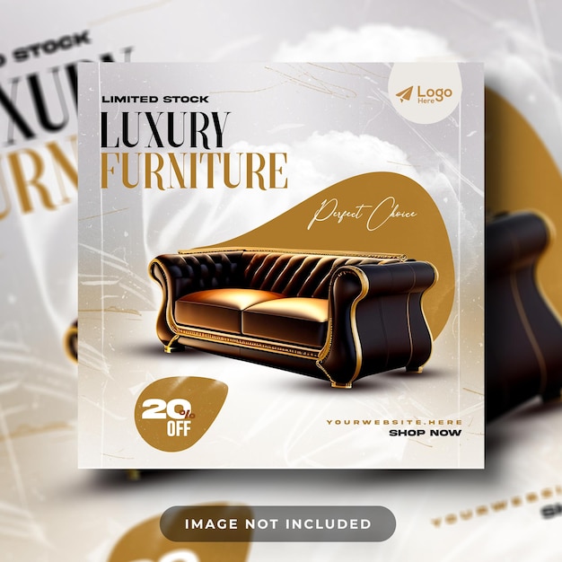 Luxury exclusive furniture sale social media post and web banner template