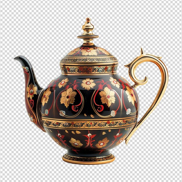 Luxury eye catching traditional teapot isolated on transparent background