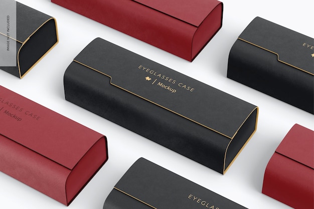 Luxury eyeglasses cases set mockup