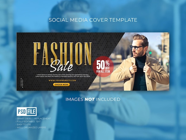 Luxury fashion sale banner social media post template with text effect
