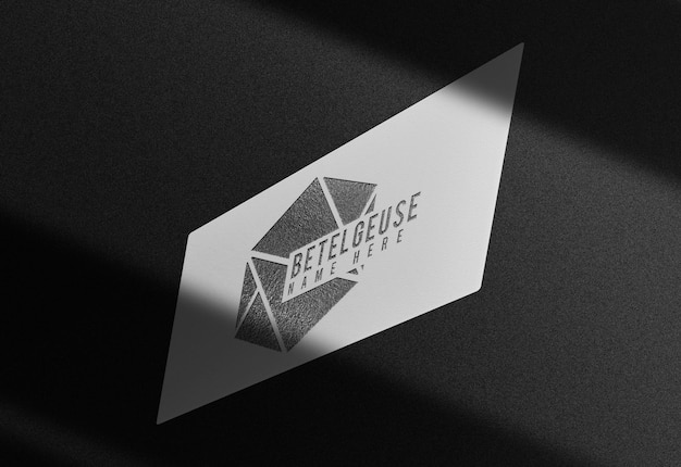 Luxury floating black embossed business card prespective view mockup