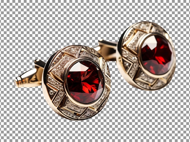 PSD luxury garnet cufflinks isolated on a transparent background