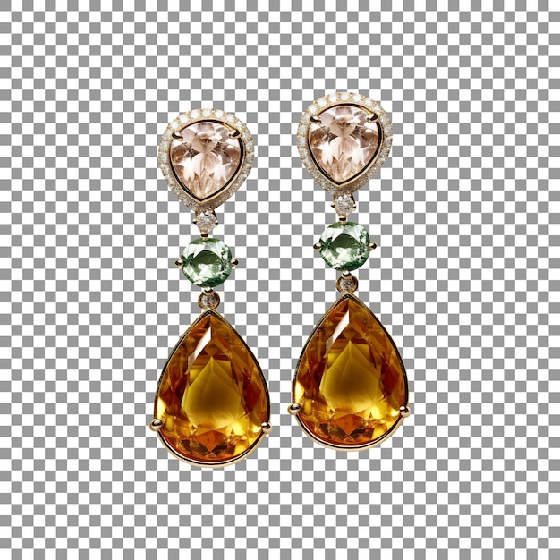 PSD luxury gemstones earrings isolated on transparent background