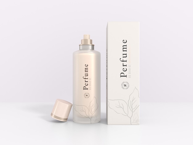 Mockup di marchio di bottiglia spray di profumo di vetro di lusso