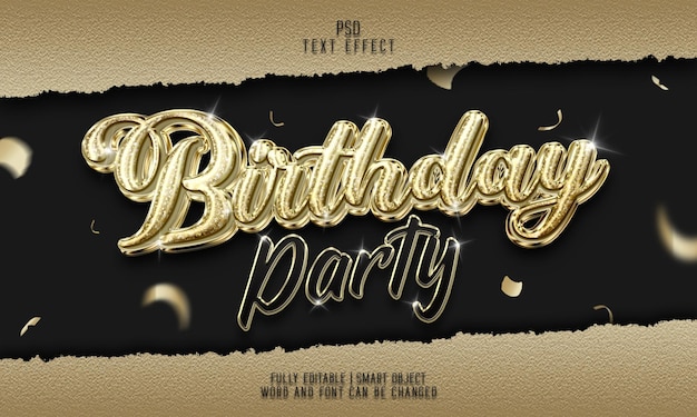 PSD luxury gold birthday party editable psd text effect template