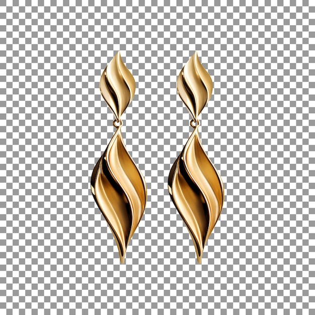 PSD luxury gold earrings isolated on transparent background