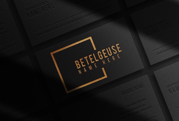 PSD luxury gold embossed black business card mockup