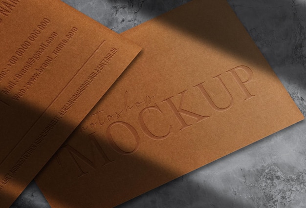 Luxury gold embossed business card logo mockup