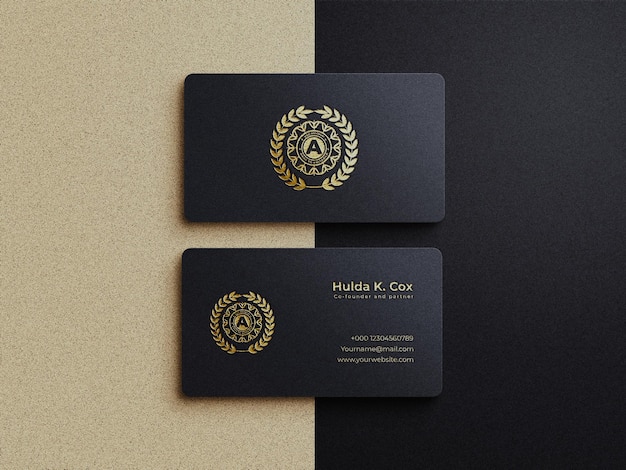 PSD luxury gold embossed business card mockup