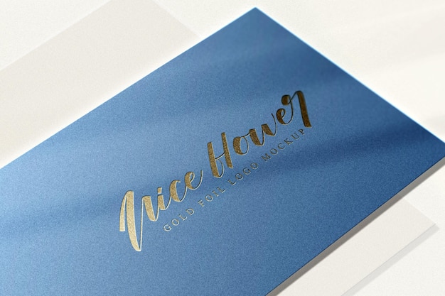 Luxury gold foil letterpress logo mockup on a business card