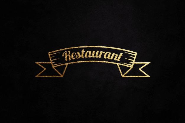 PSD luxury gold logo mockup on black paper