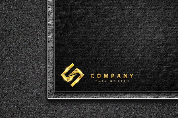 Luxury gold logo mockup black paper