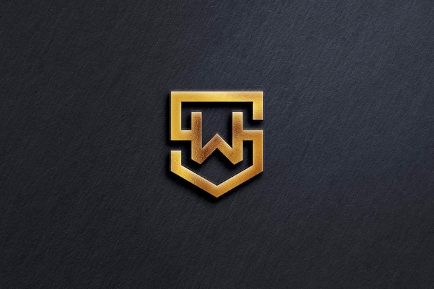 Mockup logo oro di lusso su sfondo nero con texture