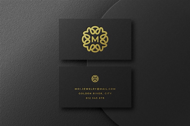 PSD luxury gold logo mockup in business card