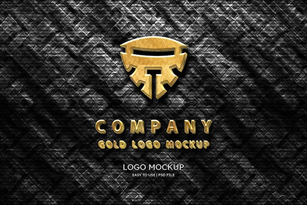 Luxury gold logo mockup concrete wall