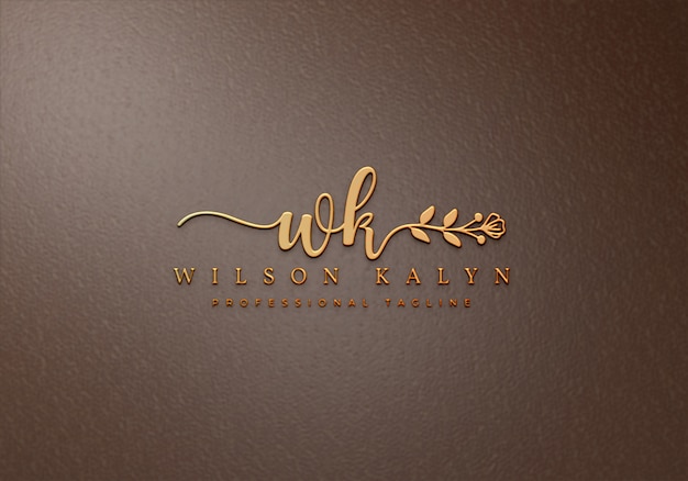 Luxury gold logo mockup on leather premium psd