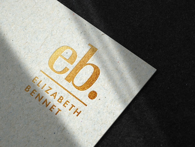 Luxury gold logo mockup on recycled paper