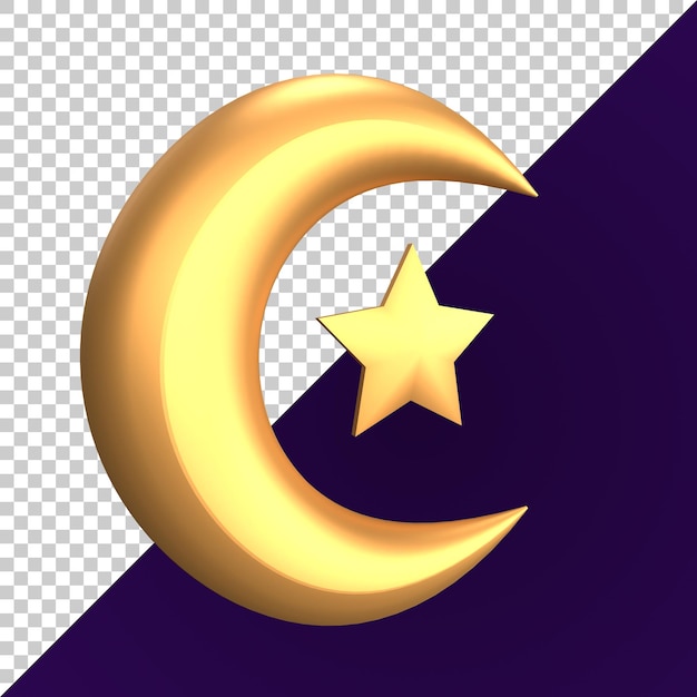 Luxury gold moon and star ramadhan kareem 3d illustration rendering