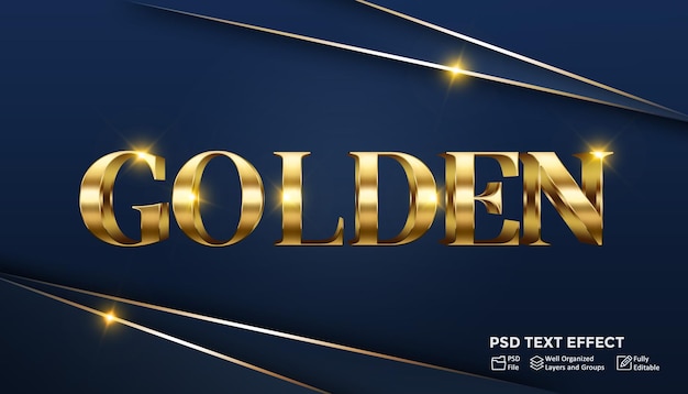 luxury golden blue text effect