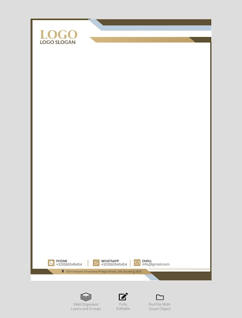 luxury golden creative business letterhead template design