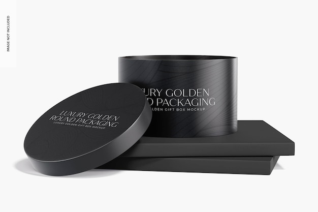 Luxury golden gift box mockup, opened