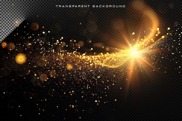luxury golden magical particles in transparent background