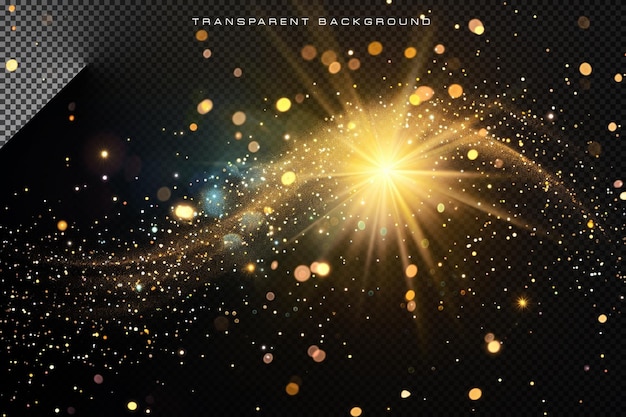 luxury golden magical particles in transparent background