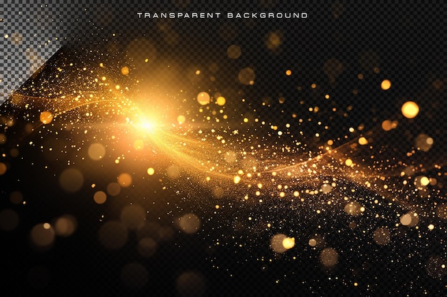 Luxury golden magical particles in transparent background