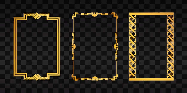 Luxury golden ornamental frame on transparent background