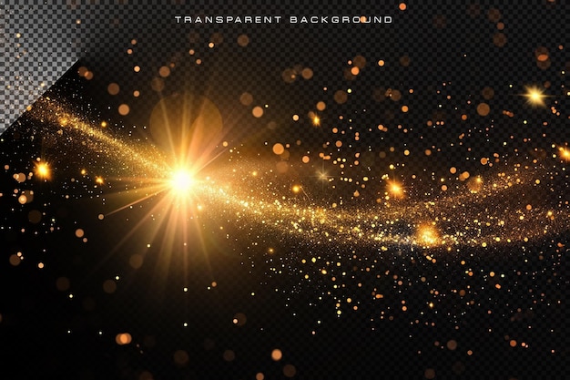 PSD luxury golden particles in transparent background