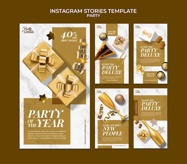 PSD luxury golden party instagram stories