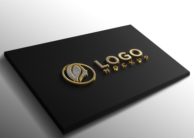 PSD luxury golden silver logo mockup