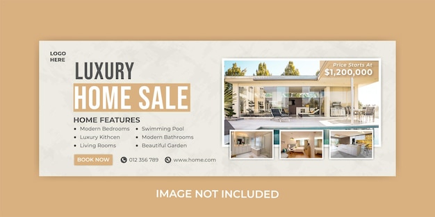 PSD luxury home sale facebook cover template