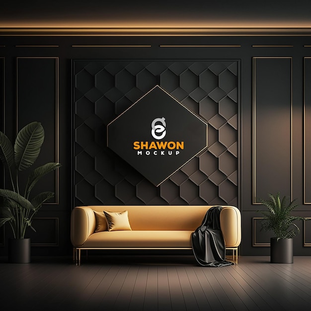 Luxury interior logo mockup