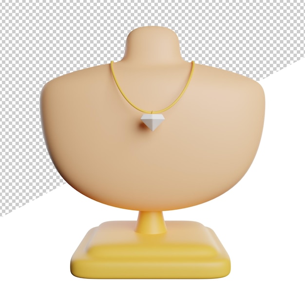 PSD luxury jewelry beauty front view 3d rendring icon illustration on transparent background