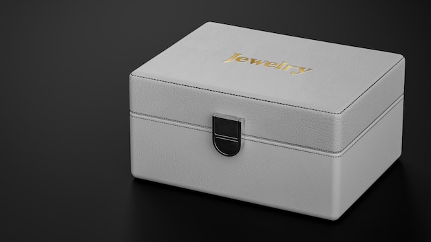 Luxury jewelry logo mockup of leather box 3d render