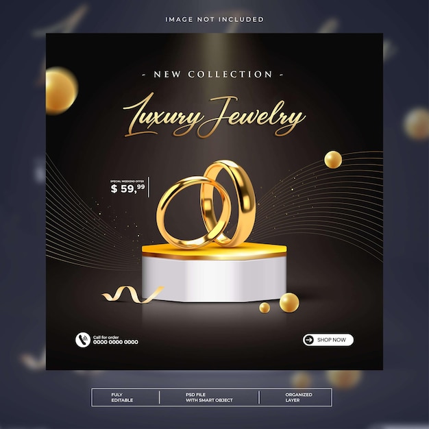 Luxury Jewelry promotion social media template