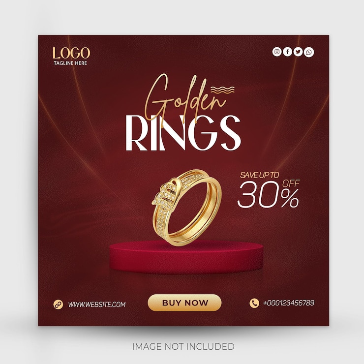 PSD luxury jewelry sale social media post template