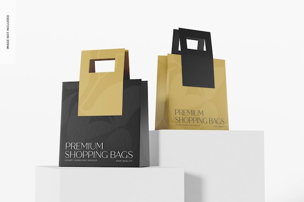 Luxury jumbo bags mockup, on podium