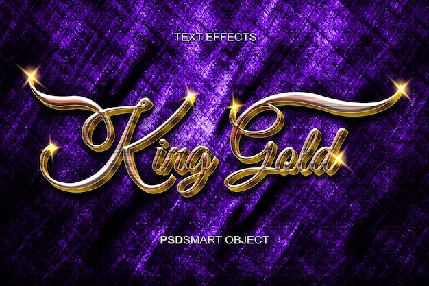 Luxury king gold 3D text style mockup
