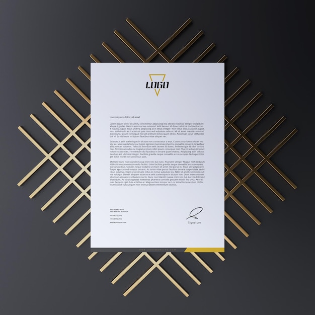 PSD mockup di carta intestata di lusso 3d realistico