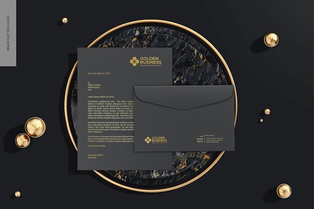 Luxury Letterhead Mockup Top View