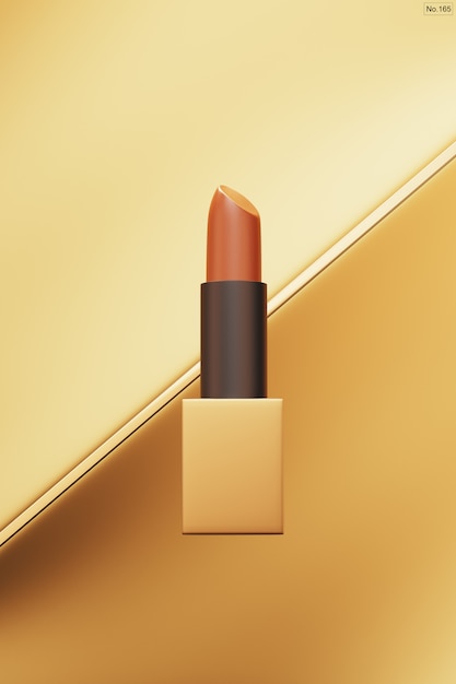 Luxury lipstick on gold background.