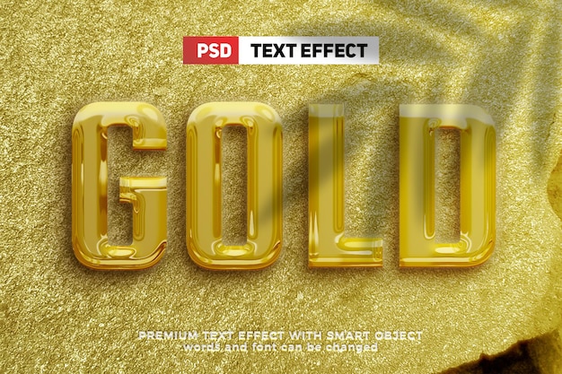 PSD effetto di testo modificabile 3d in grassetto oro liquido di lusso mock up