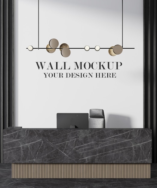 Luxury lobby wall mockup for business center or hotel