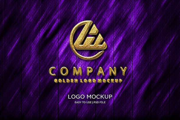 PSD luxury logo gold mockup wall