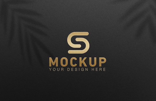 Luxury logo mockup 3d gold logo mockup on black wall